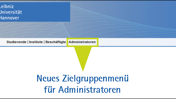 Zielgruppenmenü für Administratoren